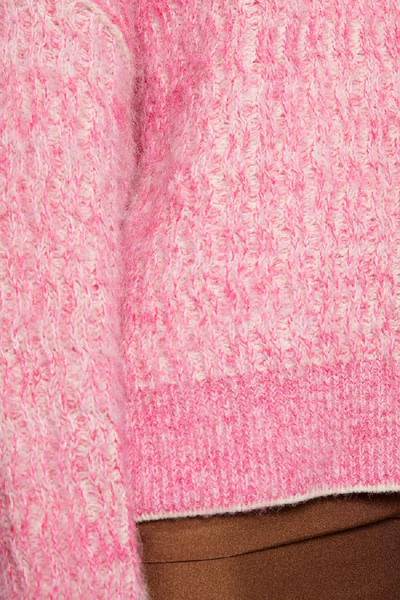 拉绒多色毛衣 粉色/白色