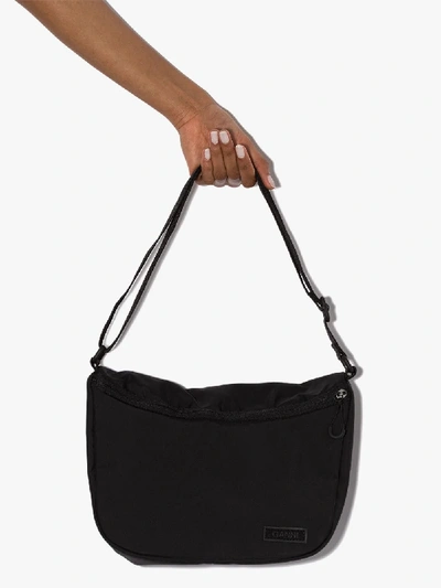 Shop Ganni Recycled Shell Crossbody Bag In Black