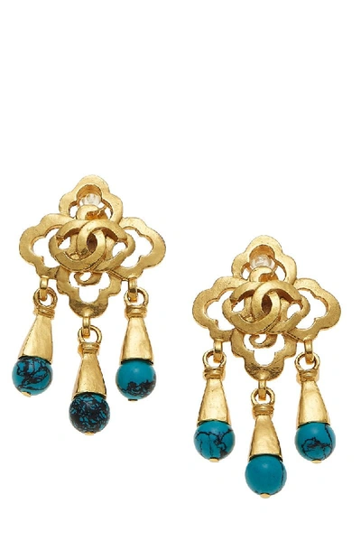 67270 auth CHANEL turquoise 2018 URN VASE Drop Earrings