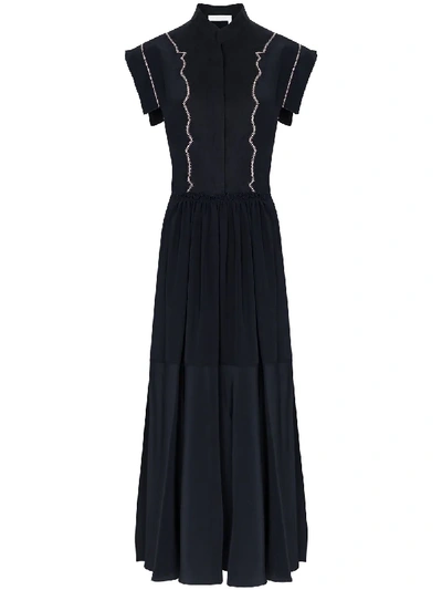 Shop Chloé Cap Sleeve Midi Dress In Black