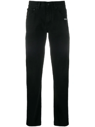 Shop Off-white Diagonal Stripe Slim-fit Jeans In Black