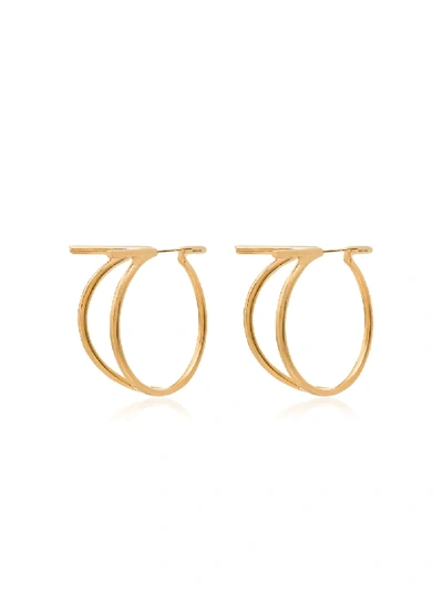 Shop Ferragamo Double Hoop Earrings In Gold