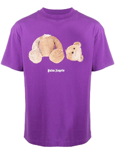 Shop Palm Angels Bear Slim-fit T-shirt In Purple