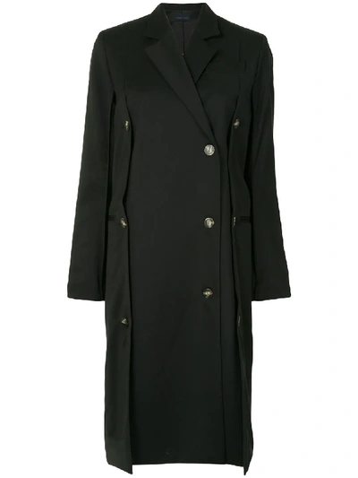 Shop Eudon Choi Double Breasted Button Down Coat In Black