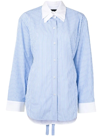 Shop Eudon Choi Double-collar Striped Shirt In Blue