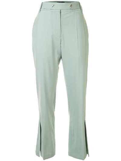 Shop Eudon Choi Split-hem Flared Trousers In Green