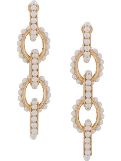 Shop Soru Mondello Pearl Chain Earrings In Gold