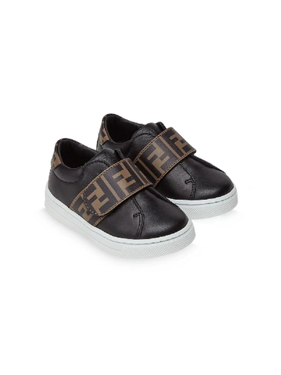 Shop Fendi Ff Touch Strap Sneakers In Black