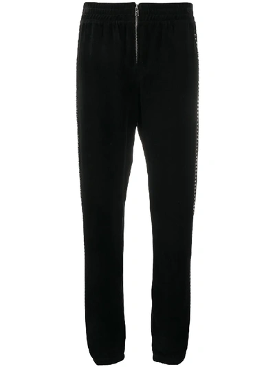 Shop Juicy Couture Swarovski Embellished Velour Zip Jogger Pant In Black