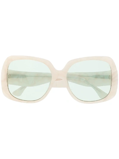 Shop George Keburia Oversized Square Frame Sunglasses In White