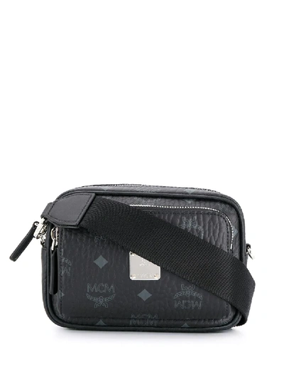 Shop Mcm Klassik Logo-print Crossbody Bag In Black