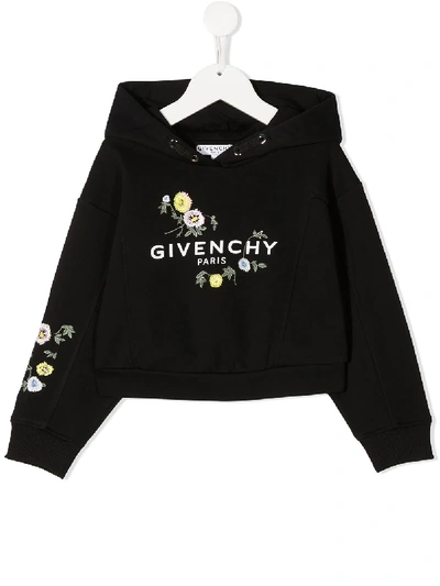 Shop Givenchy Floral-print Logo Hoodie In Black