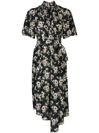 Shop Adam Lippes Floral Asymmetric Mid-length Dress