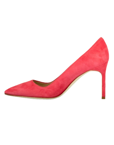 Shop Manolo Blahnik Suede Bb Pump In Watermel