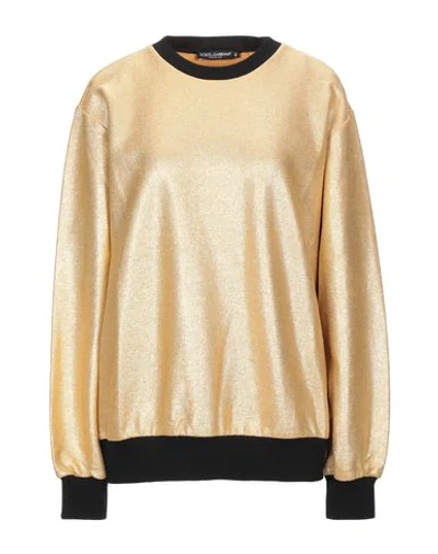 Shop Dolce & Gabbana Woman Sweatshirt Gold Size 2 Cotton