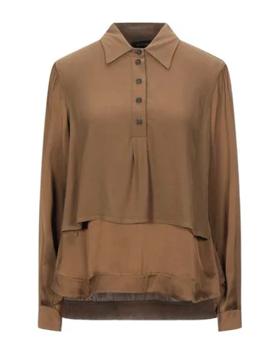 Shop Ottod'ame Solid Color Shirts & Blouses In Khaki