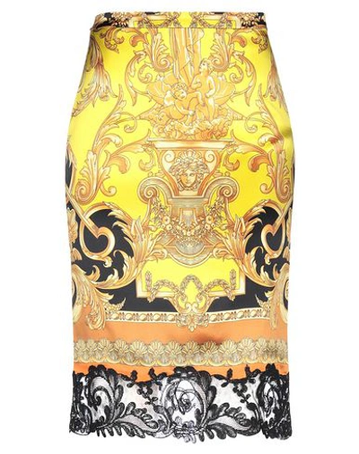 Shop Versace Midi Skirts In Yellow