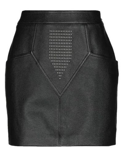 Shop Saint Laurent Woman Mini Skirt Black Size 6 Lambskin, Brass