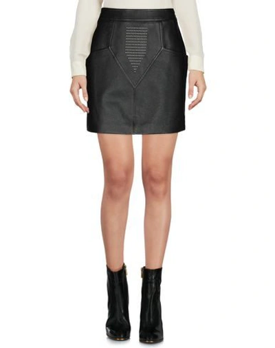 Shop Saint Laurent Woman Mini Skirt Black Size 6 Lambskin, Brass