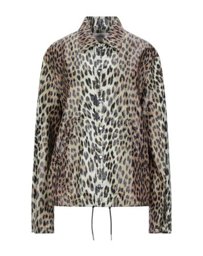 Shop Celine Woman Jacket Khaki Size M Polyamide In Beige