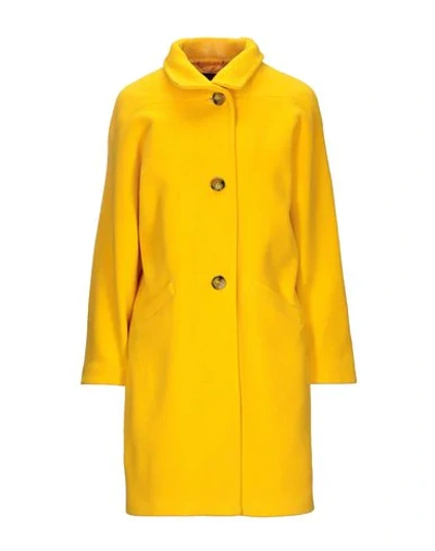 Shop Atos Lombardini Coat In Yellow