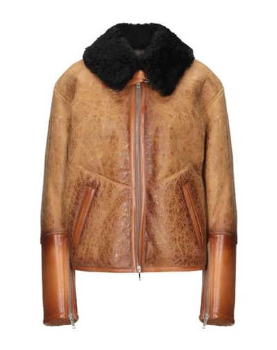Shop Givenchy Leather Jacket In Camel