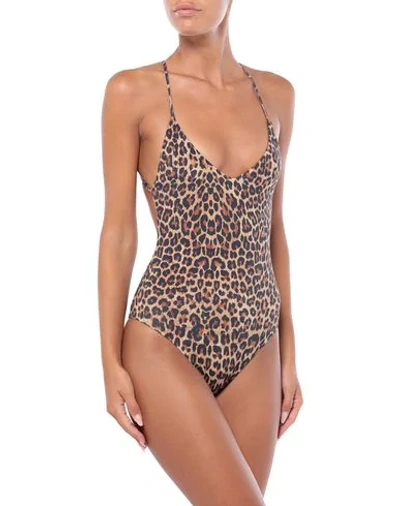 Shop Anemone One-piece Swimsuits In Camel