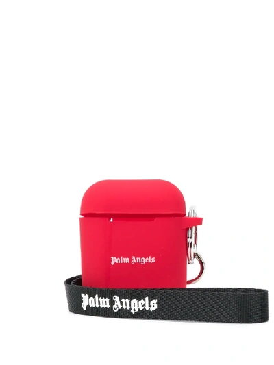 Shop Palm Angels Logo-print Airpods Case In Red