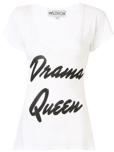 Shop Wildfox Drama Queen Slogan T-shirt In White