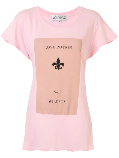 Shop Wildfox Love Portion Slogan T-shirt In Pink