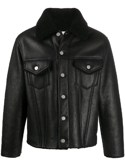 Shop Maison Margiela Shearling-lined Leather Jacket In Black