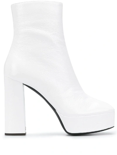 Shop Giuseppe Zanotti Square Toe Platform Boots In White