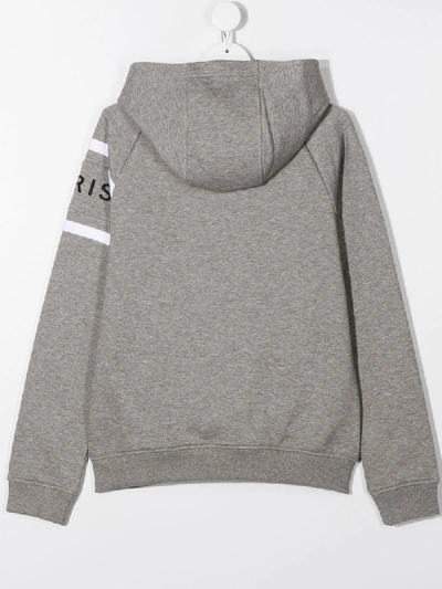 Shop Givenchy Teen Logo-print Zip-up Hoodie In Grey