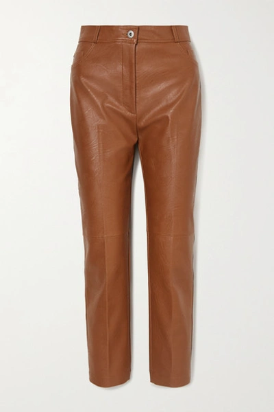 Shop Stella Mccartney Vegetarian Leather Straight-leg Pants In Light Brown