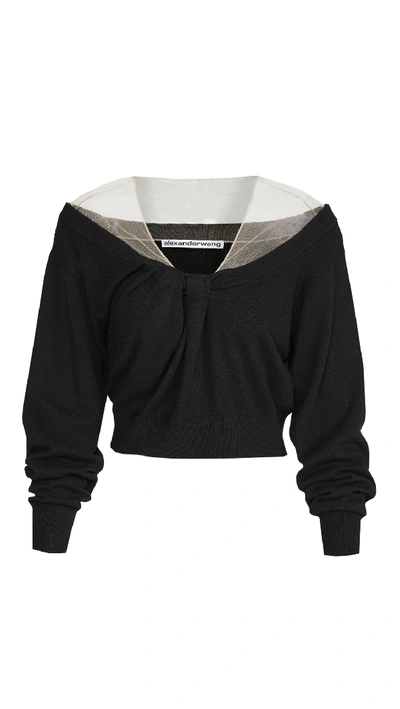 Shop Alexander Wang Pullover With Illusion Tulle In Black