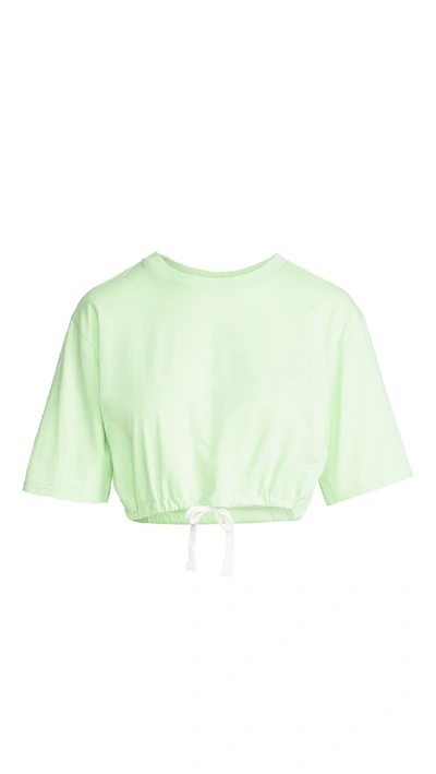 Shop Les Girls Les Boys Cropped Drawstring Tee In Paradise Green