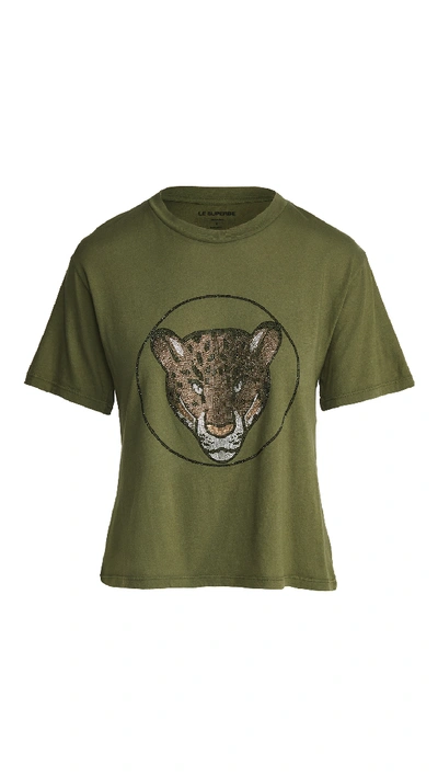 Shop Le Superbe Auro Leopard Tee In Washed Army
