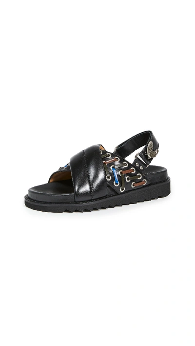 Shop Toga Crisscross Sandals In Black