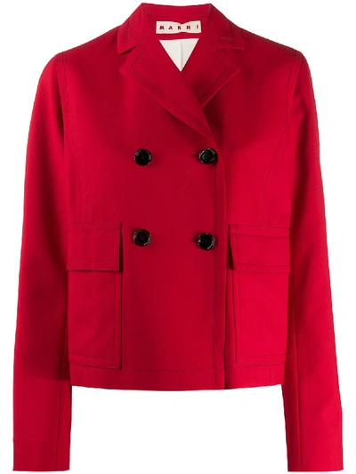 Shop Marni Short Double-breasted Jacket In Red