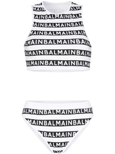 Shop Balmain Logo-print Bikini In Black