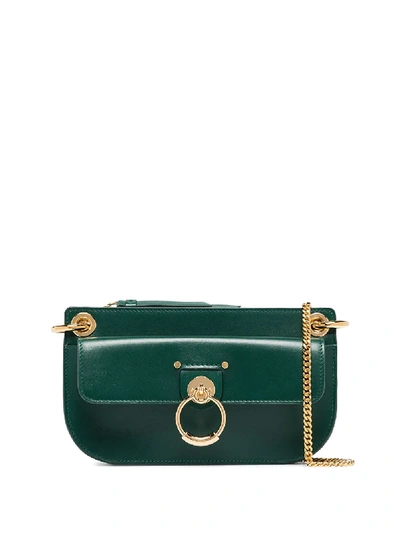 Shop Chloé Tess Leather Shoulder Bag In Green