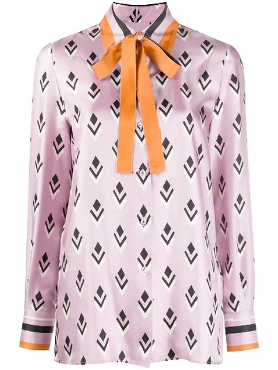 Shop Valentino Logo Remake Print Shirt In Purple