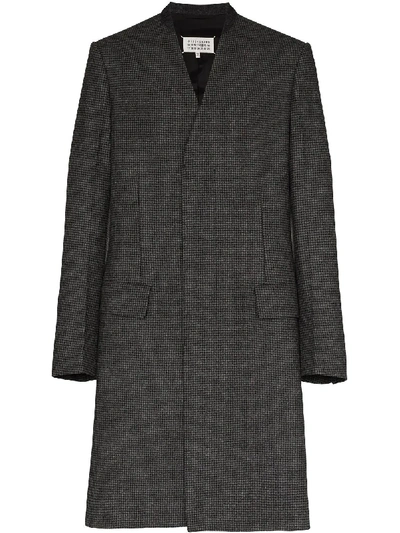 Shop Maison Margiela Houndstooth Collarless Coat In Grey