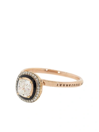Shop Selim Mouzannar 18kt Rose Gold Black Enamel And Diamond Ring In Rosegold