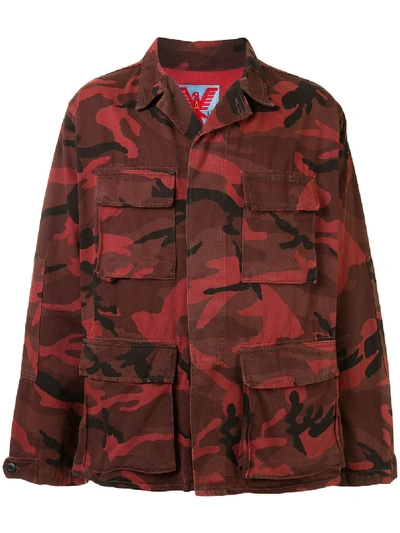 Shop Adaptation Oversized Camouflage Print Jacket In Red