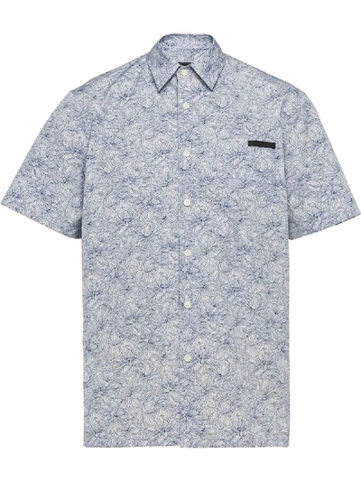 Shop Prada Floral-print Shirt In Blue