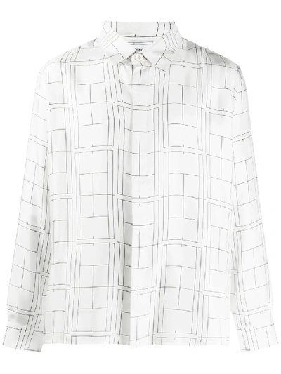 Shop Casablanca Geometric Long-sleeved Shirt In White