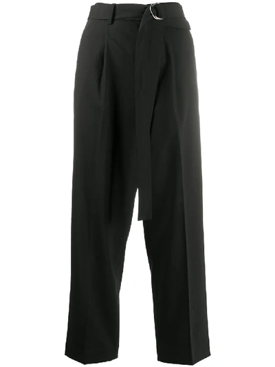 Shop Helmut Lang Wide Leg Trousers In Black