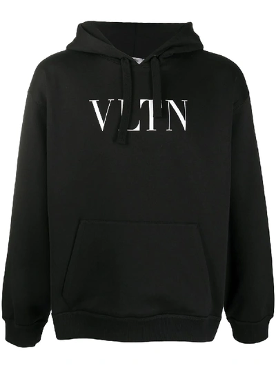 Shop Valentino Vltn Logo Print Hoodie In Black