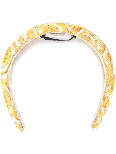 Shop Versace Baroque-print Headband In White
